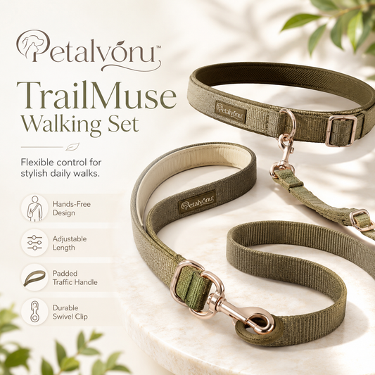 Petalvoru™ TrailMuse Convertible Hands-Free Dog Leash – Crossbody, Waist-Wear & Padded Handle