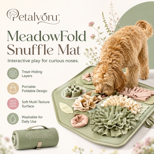 Petalvoru™ MeadowFold Enrichment Snuffle Mat – Foldable Dog Foraging & Treat-Search Activity Pad